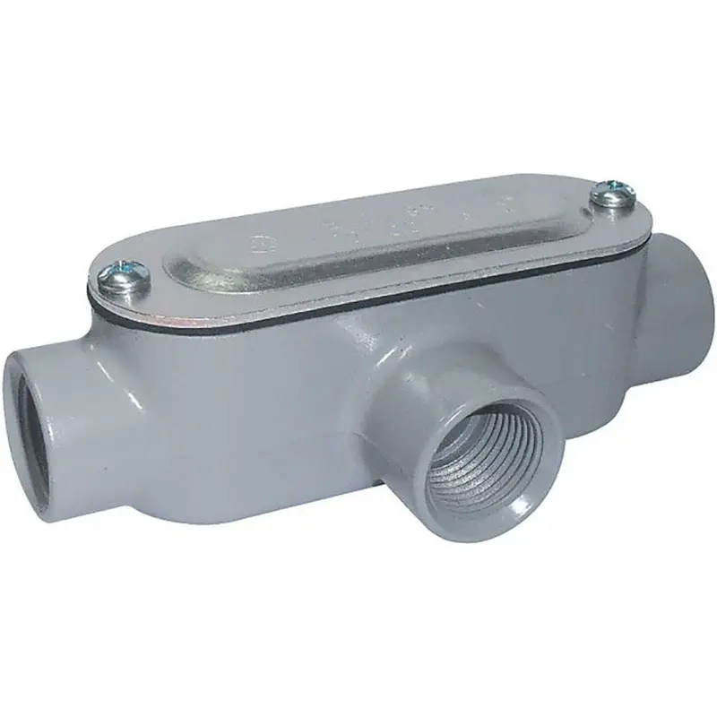 1″ Aluminum T-Type Conduit Body with Cover and Neoprene Gasket – Open-Box