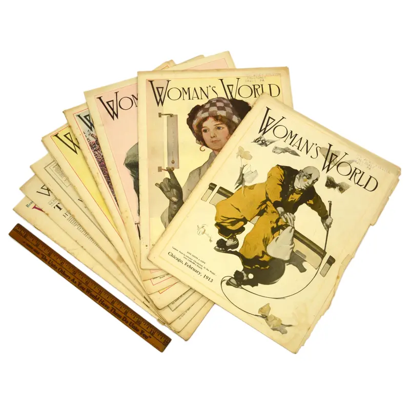 1913 Woman’s World Magazine Collection — 9 Vintage Issues Featuring 7 Authentic Covers