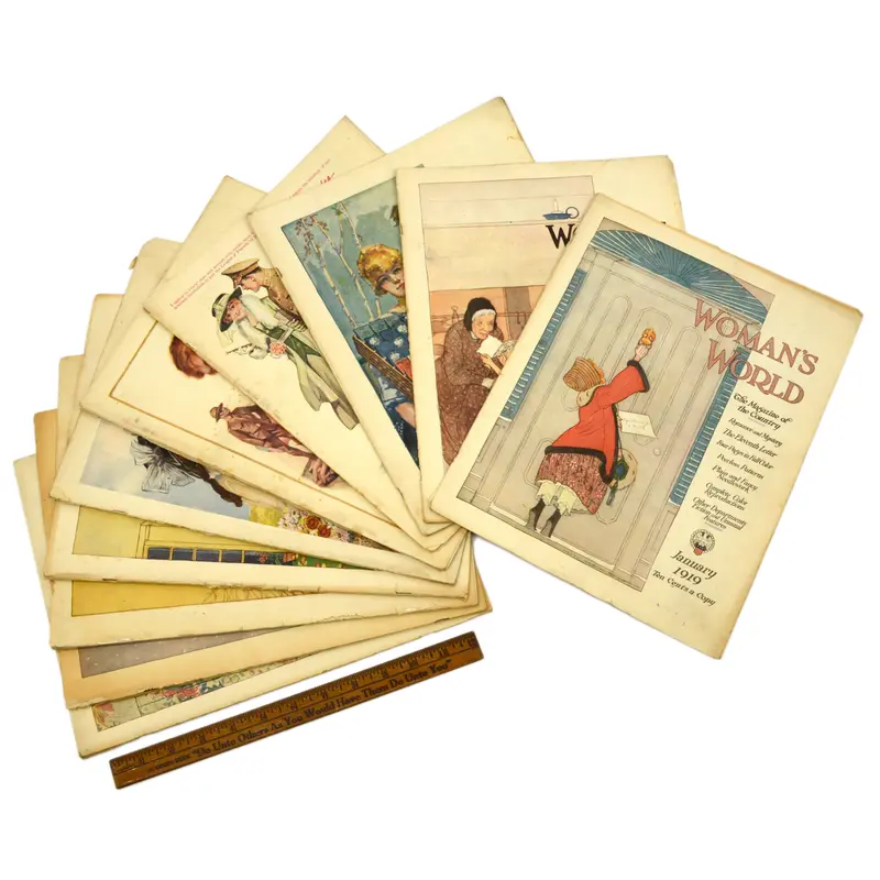 1919 Woman’s World Magazine Lot — 10 Complete Issues with Full Cover Sets