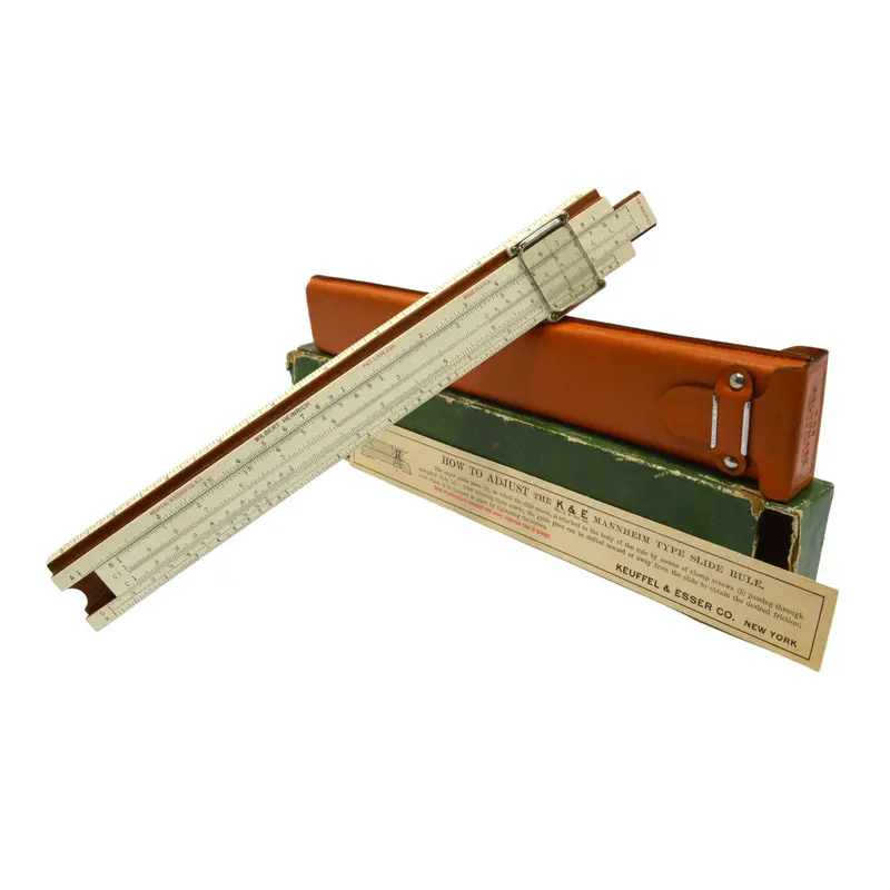 1937 Keuffel & Esser Slide Rule – N4053-3 Model in Leather Case with Original Paper Insert