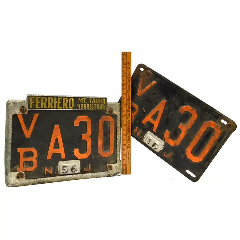 1956 New Jersey Dealer License Plate Pair – Morristown Framed Set