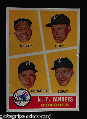 1960 Topps #465 Yankees Coaching Staff Baseball Card – Vintage Team Roster