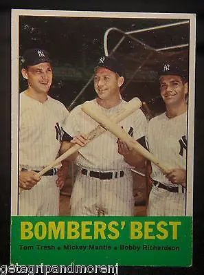 1963 Bombardiers’ Best #173 Tom Tresh/Mickey Mantle/Bobby Richardson – Near-Mint Team Card