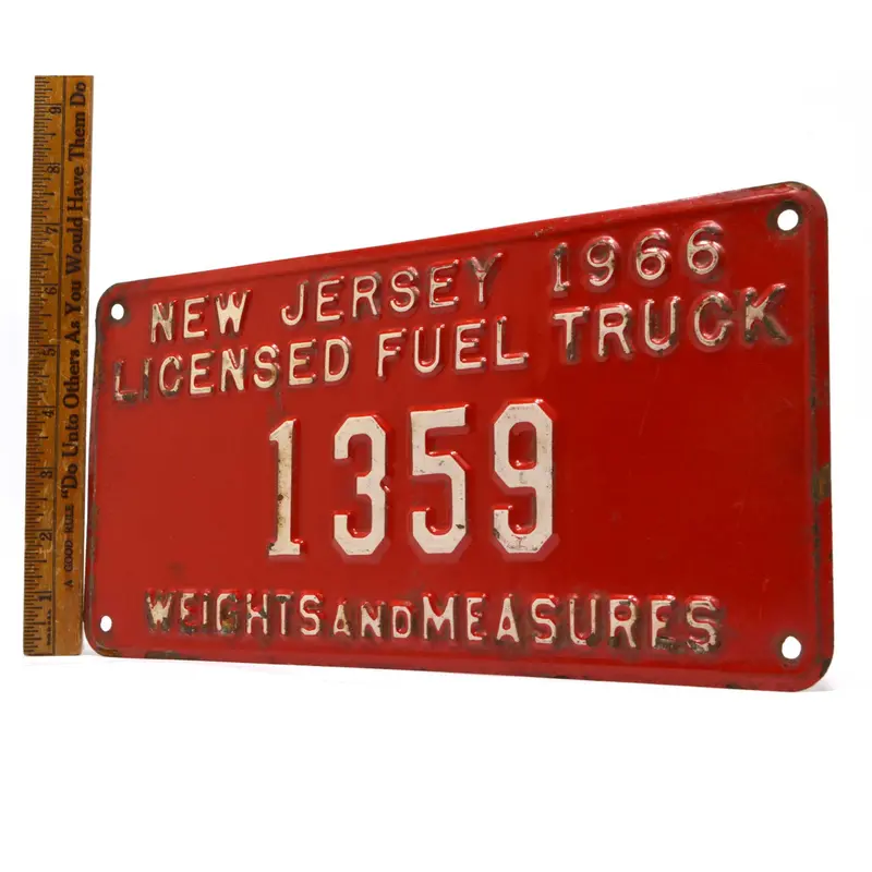 1966 New Jersey Coal Truck License Plate – #1359, Weights and Measures Division, Vintage Specimen