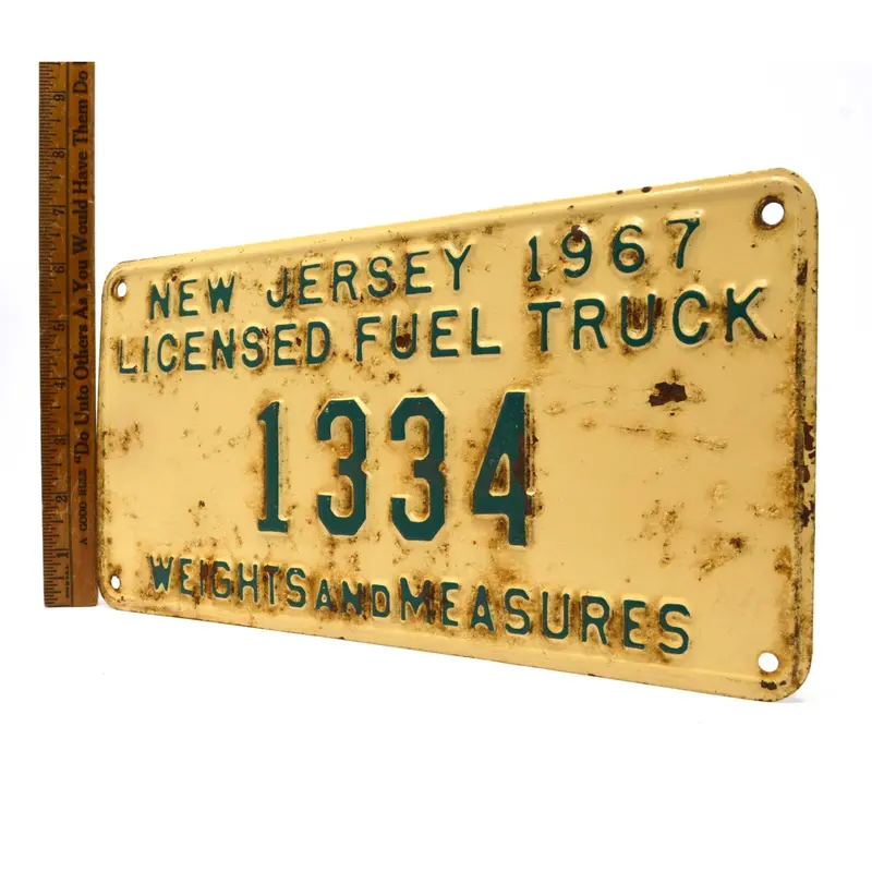 1967 New Jersey Coal Truck License Plate – #1334, Weights and Measures Series, Historical Tag