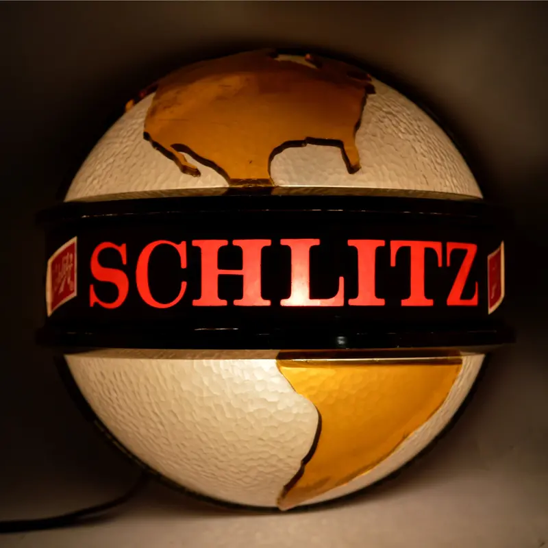 1968 Schlitz Brewing Globe Sign – 7″ Illuminated Advertising Display
