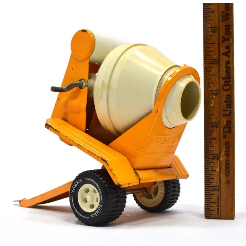 1970s Orange-Yellow Mini Tonka Cement Mixer Trailer – Pressed Steel Collectible
