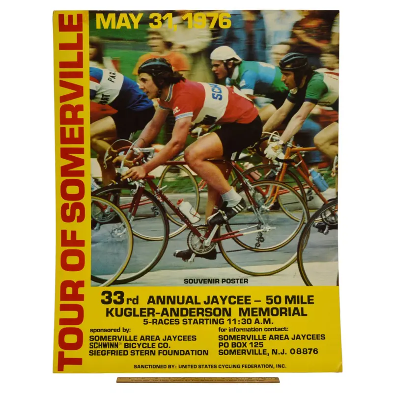 1976 Tour of Somerville NJ Cycling Poster — Vintage 22″ × 28″ Souvenir Ephemera by Jaycees