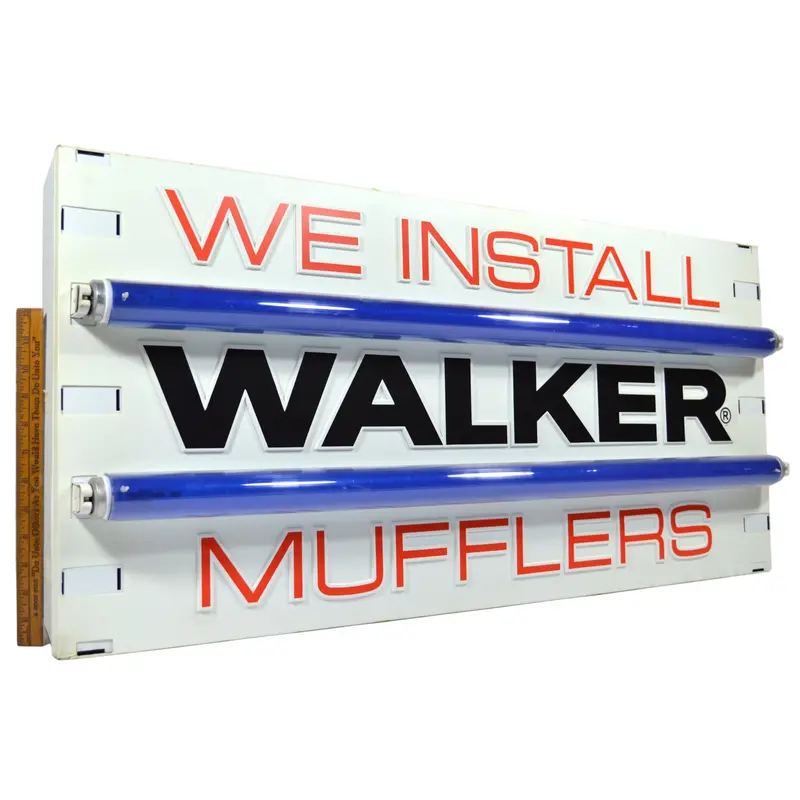 1991 Double-Sided Lighted Advertising Sign – “We Install Walker Mufflers”, Fully Operational