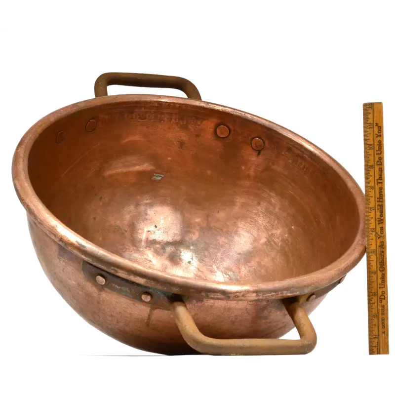 19th-Century 5-Gallon Copper Apple Butter Kettle – Dual Iron Handles