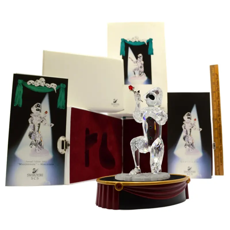 2001 Swarovski Masquerade Harlequin Figurine — Limited Edition #254044 with Stand & Box