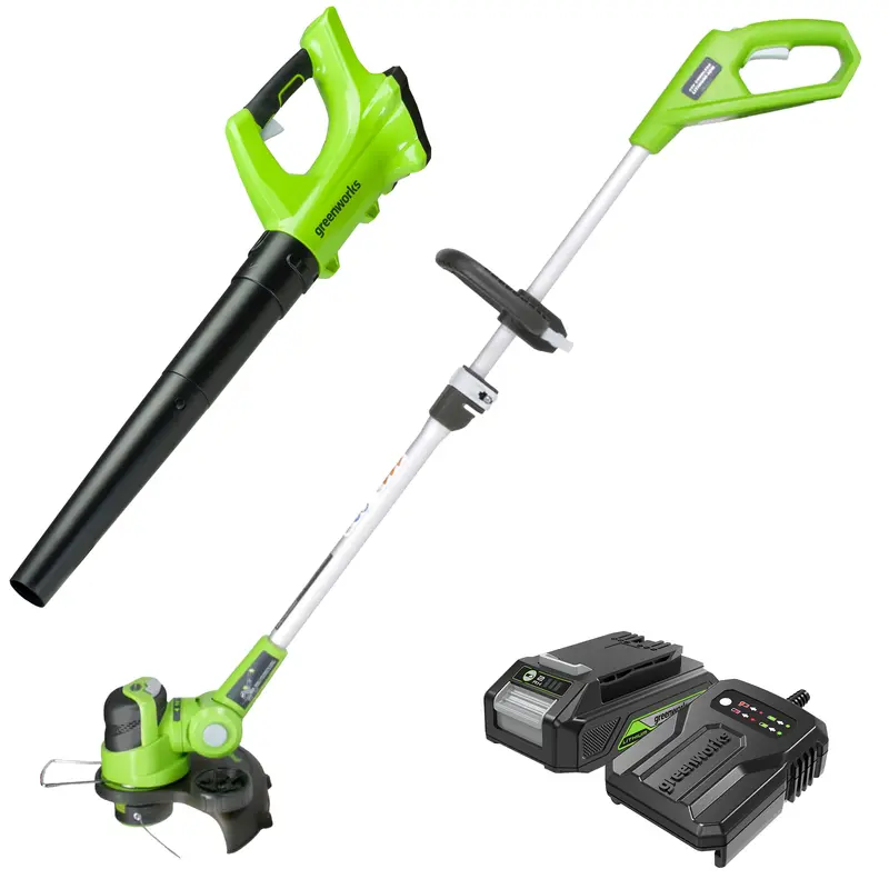 24V 12-Inch Cordless String Trimmer and 330 CFM Blower Combo with 2.0Ah Battery and Charger