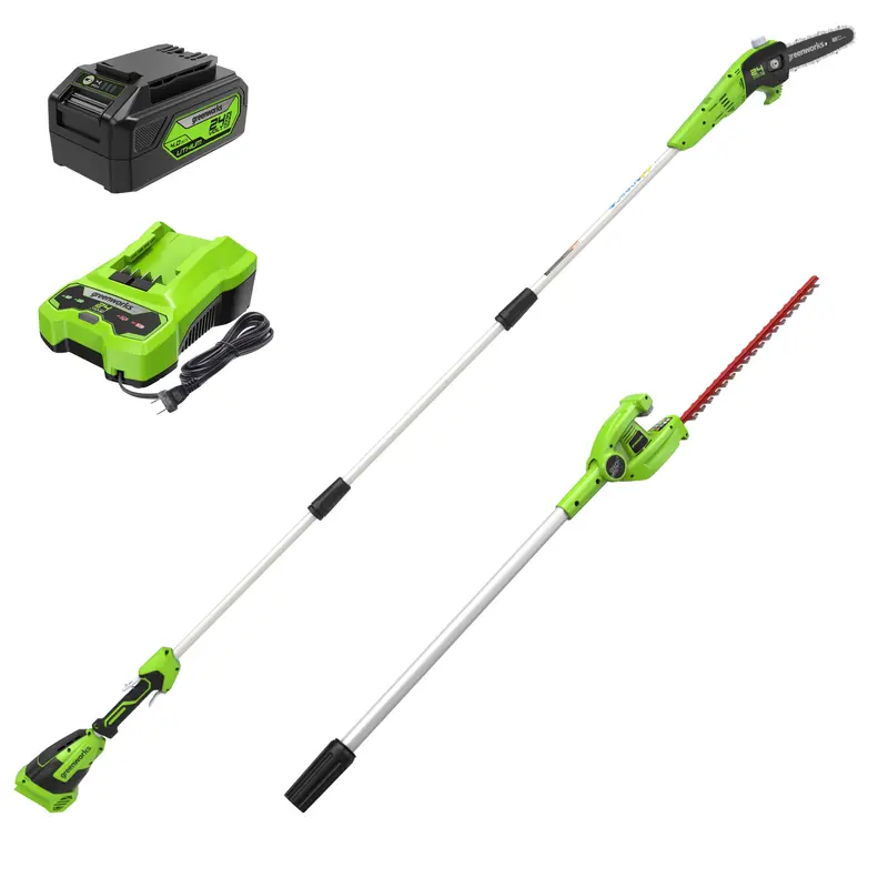 24V 8-Inch Pole Saw and Hedge Trimmer Dual-Tool Kit – Includes 4.0Ah Battery & Charger