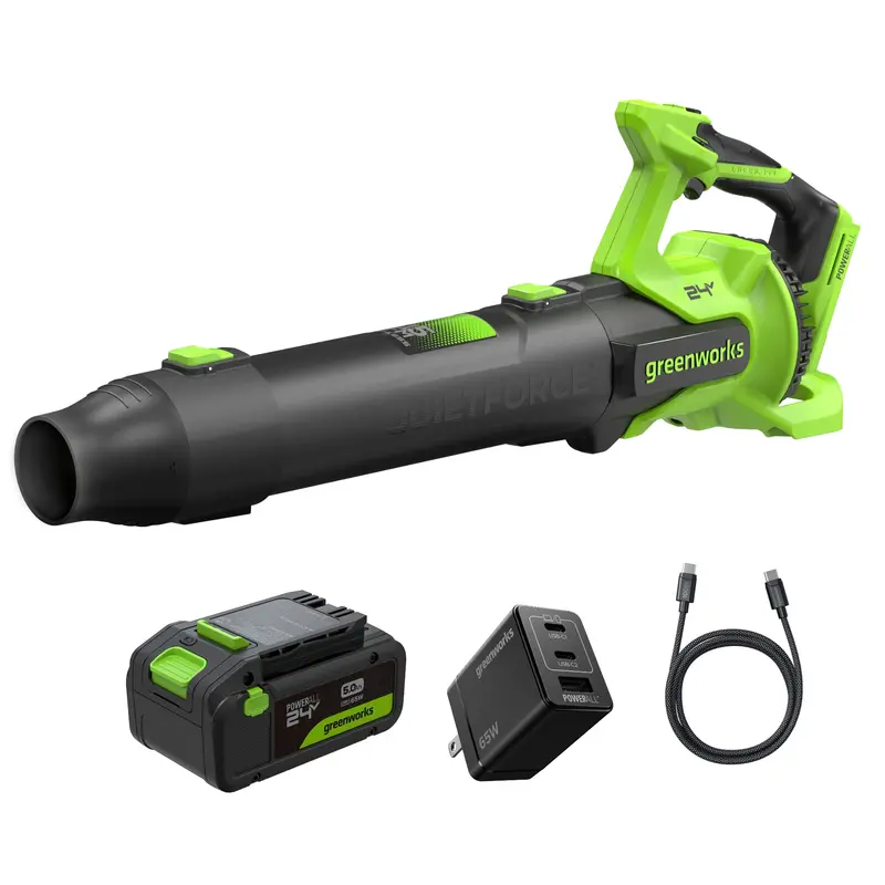 24V Brushless Blower Kit – 515 CFM / 130 MPH with 5.0Ah Battery & 65W USB-C Charger