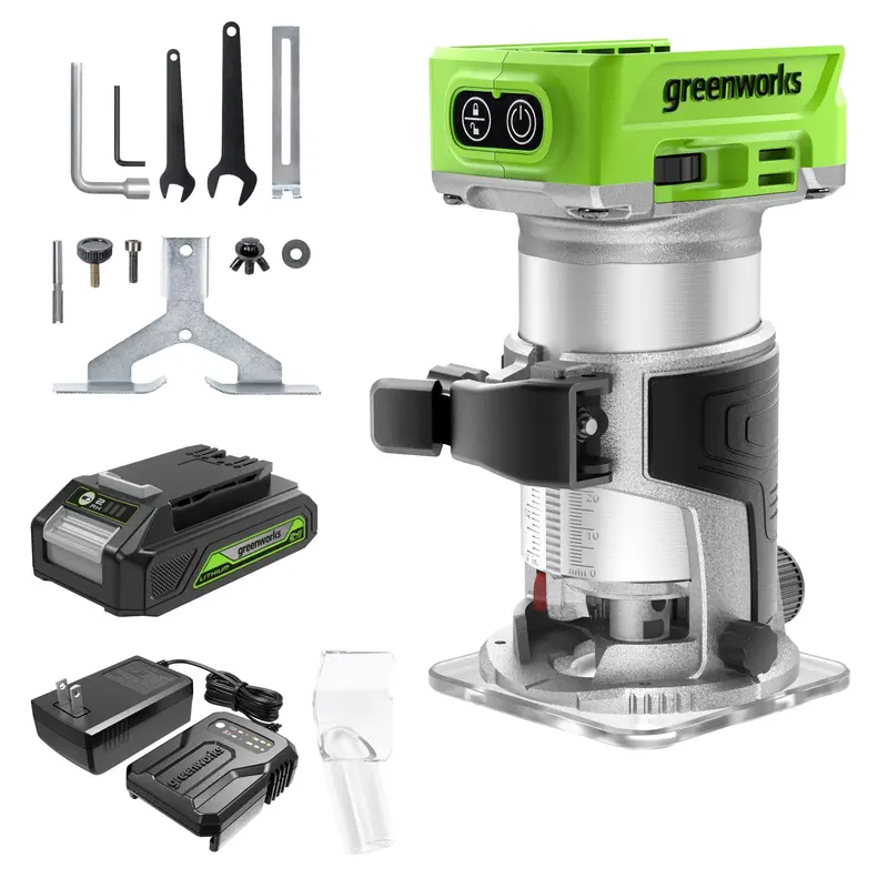 24V Cordless Compact Router Kit with 2.0 Ah Battery and Charger