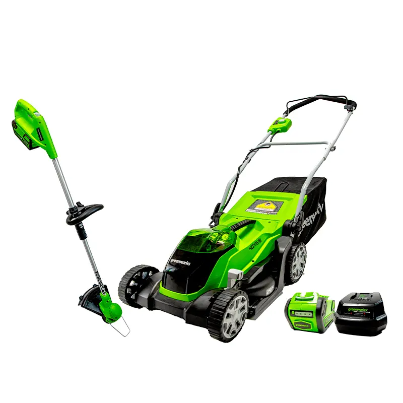 40V 14″ Mower + 12″ String Trimmer Kit with 4.0Ah Battery and Charger