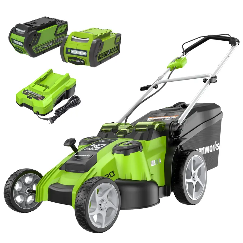 40V 20-Inch Dual-Blade Cordless Lawn Mower with 2.0Ah & 4.0Ah Batteries and Charger
