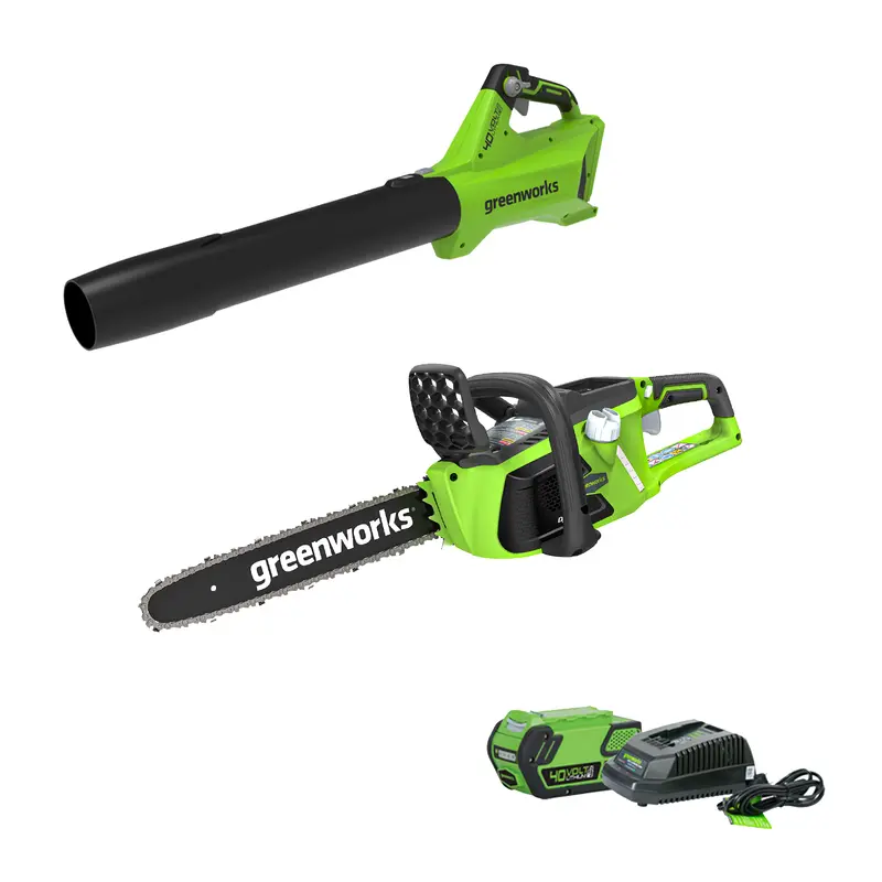 40V Combo Kit: 14-Inch Chainsaw + 125 MPH Axial Jet Blower – Includes 4.0Ah Battery and Charger