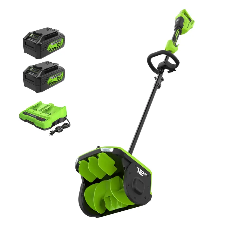 48V (24V×2) 12-Inch Brushless Snow Shovel – Includes Dual 4.0Ah Batteries & Dual-Port Charger