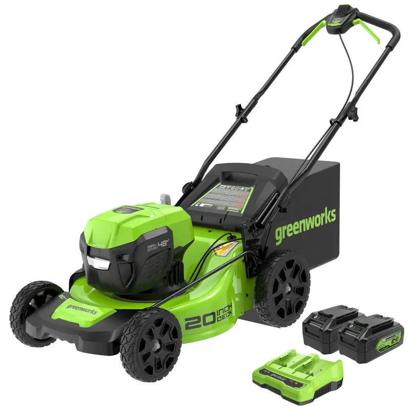 48V (24V×2) 20-Inch Brushless Push Lawn Mower – Equipped with Two 4.0Ah USB-C Batteries & 4A Dual-Port Charger