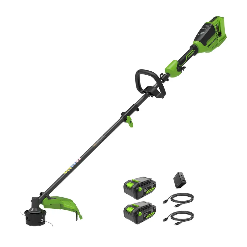 48V Dual-Battery String Trimmer (16-Inch) with Two 4.0Ah 21700 Batteries & 100W USB-C Charger