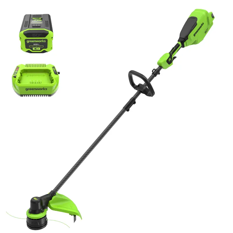 60V 16-Inch Carbon Fiber String Trimmer with 2.5Ah Battery and 3A Charger