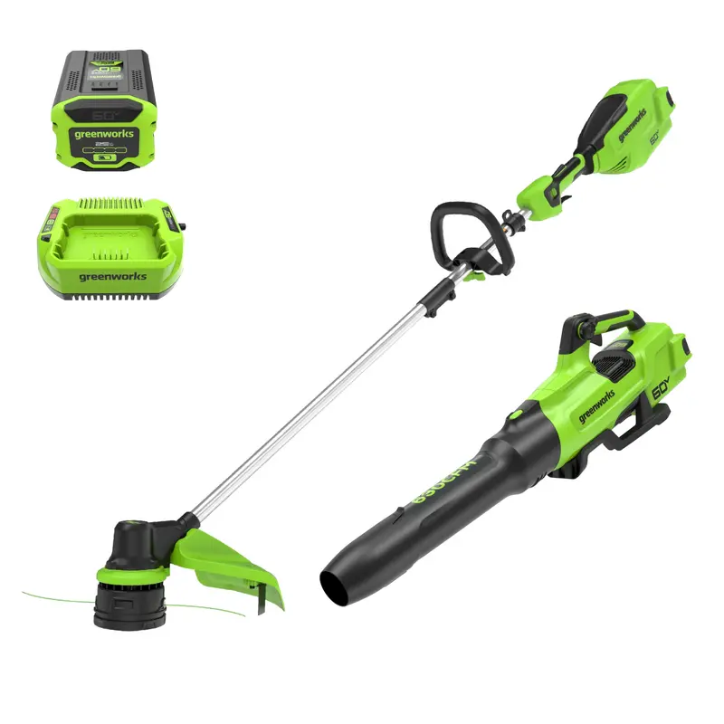 60V 2-in-1 String Trimmer & Blower Combo (16″ Trimmer + 630 CFM / 170 MPH Blower)
