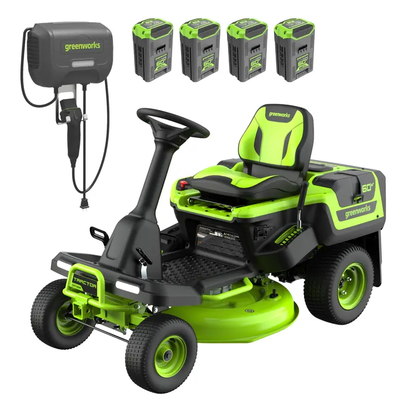 60V 30-Inch CrossoverT Electric Riding Lawn Tractor with Quad 8.0Ah Batteries and 600W Charger