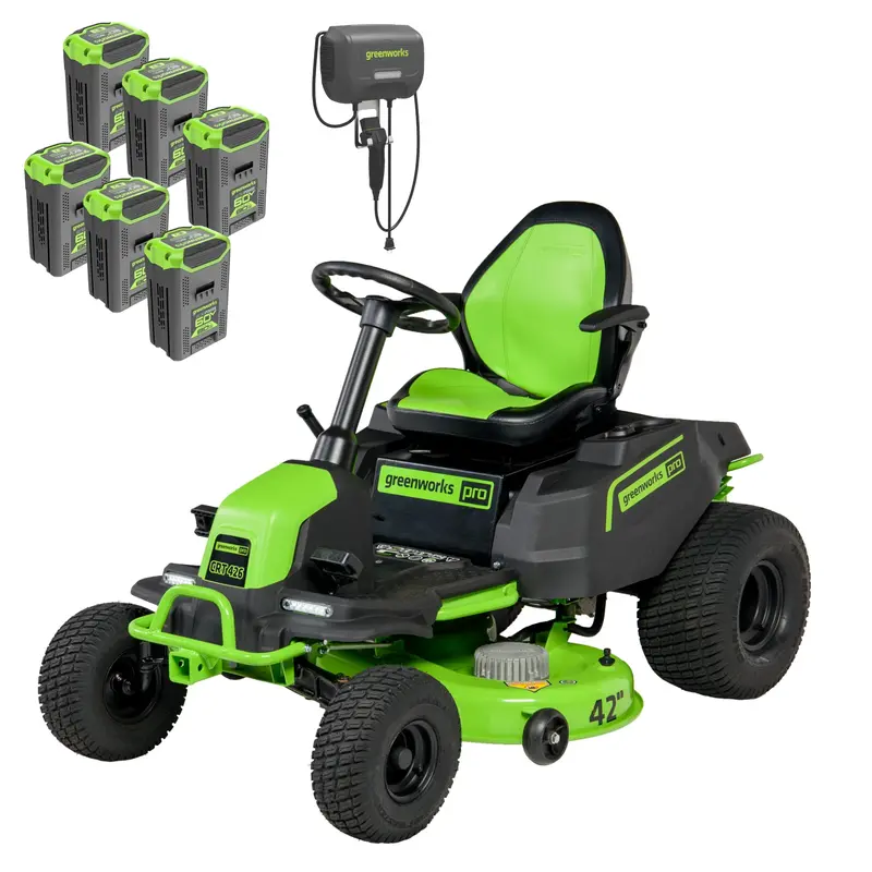 60V 42-Inch Cordless Riding Lawn Mower – CrossoverT Series with Six 8.0Ah Batteries and 600W Wall Charger