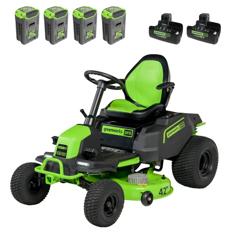 60V Cordless 42-Inch CrossoverT Riding Lawn Mower — Includes Four 8.0Ah Batteries & Two Dual-Port Turbo Chargers
