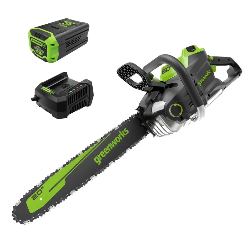 60V Cordless Chainsaw – 20″ Bar, 3.2kW Output, 8.0Ah Battery & Rapid Charger