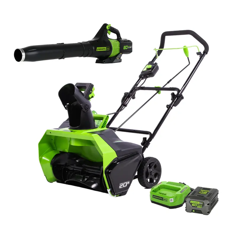 60V Dual-Purpose Combo: 20″ Snow Thrower + 140 MPH / 540 CFM Jet Blower – 4.0Ah Battery & Charger Included