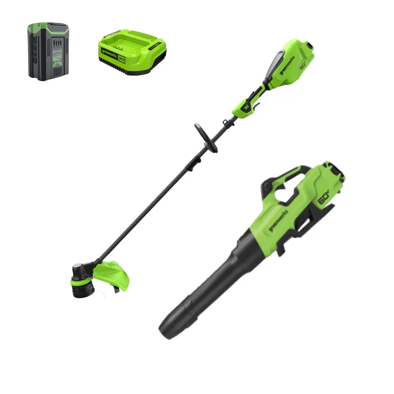 60V Dual-Tool Kit: 16-Inch String Trimmer + 750 CFM Blower – Includes 2.5Ah Battery and 3A Charger