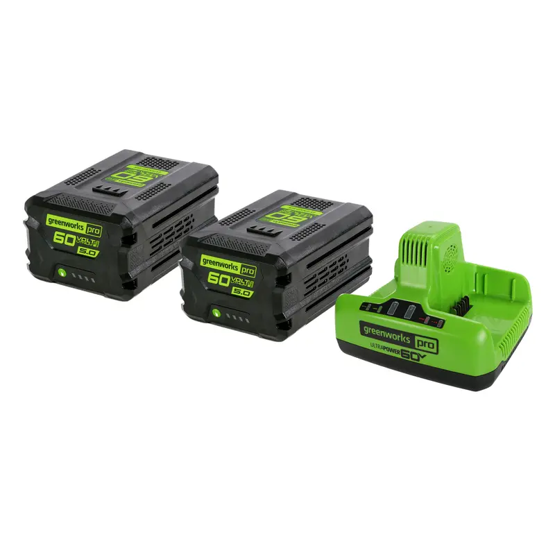 60V Twin 5.0Ah Batteries with Dual-Port Charging Station Kit