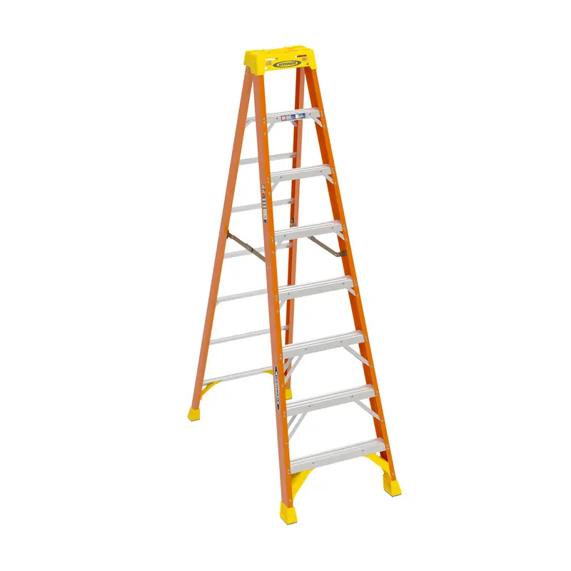 8-Foot Fiberglass Stepladder – 300-Pound Duty Rating