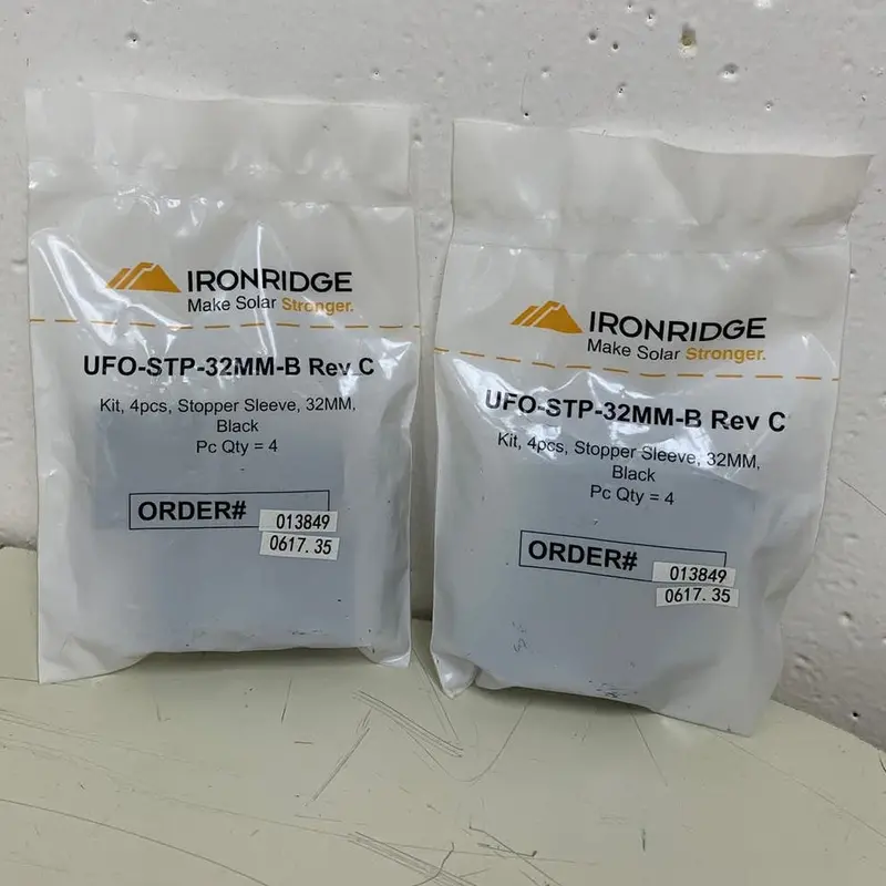 8-Pack Ironridge UFO-STP-32MM-B Rev C Black Solar Stopper Sleeves