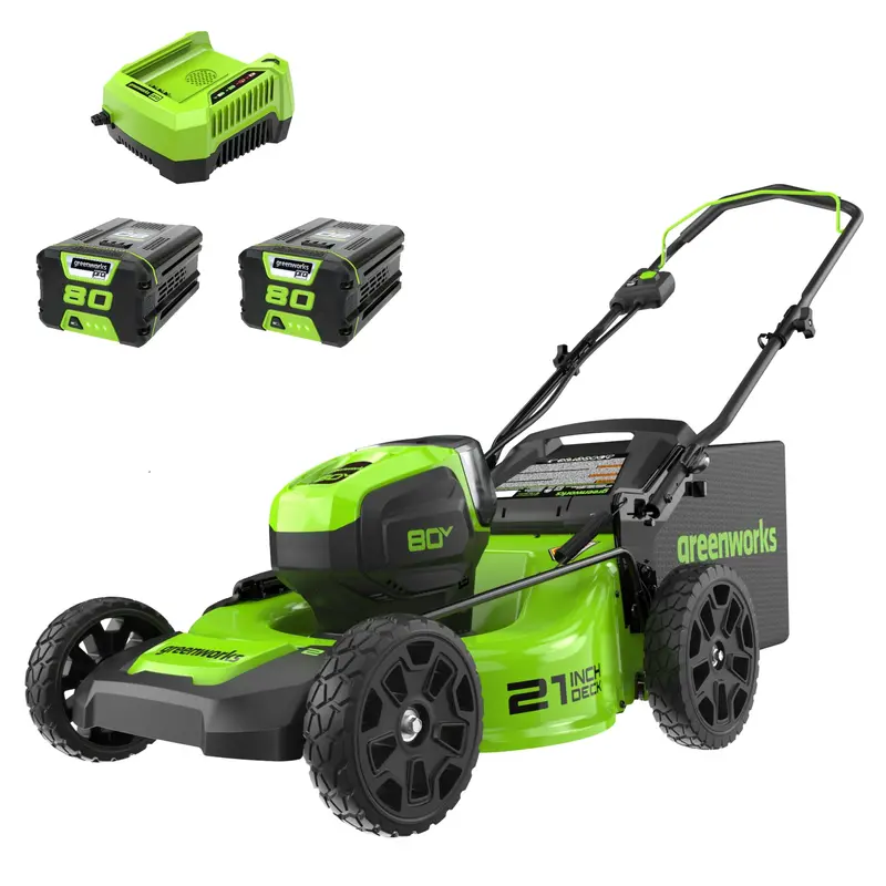 80V 21″ Brushless Lawn Mower with Dual 2.0Ah Batteries and Charger