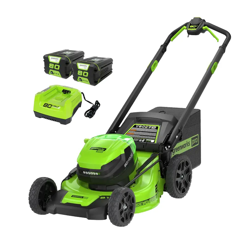 80V 21″ Self-Propelled Brushless Lawn Mower with 4.0Ah + 2.0Ah Batteries and Charger