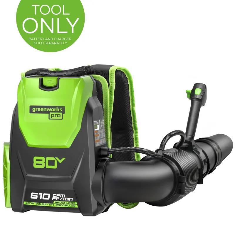 80V Backpack Leaf Blower — 610 CFM Cordless Model (Tool-Only)