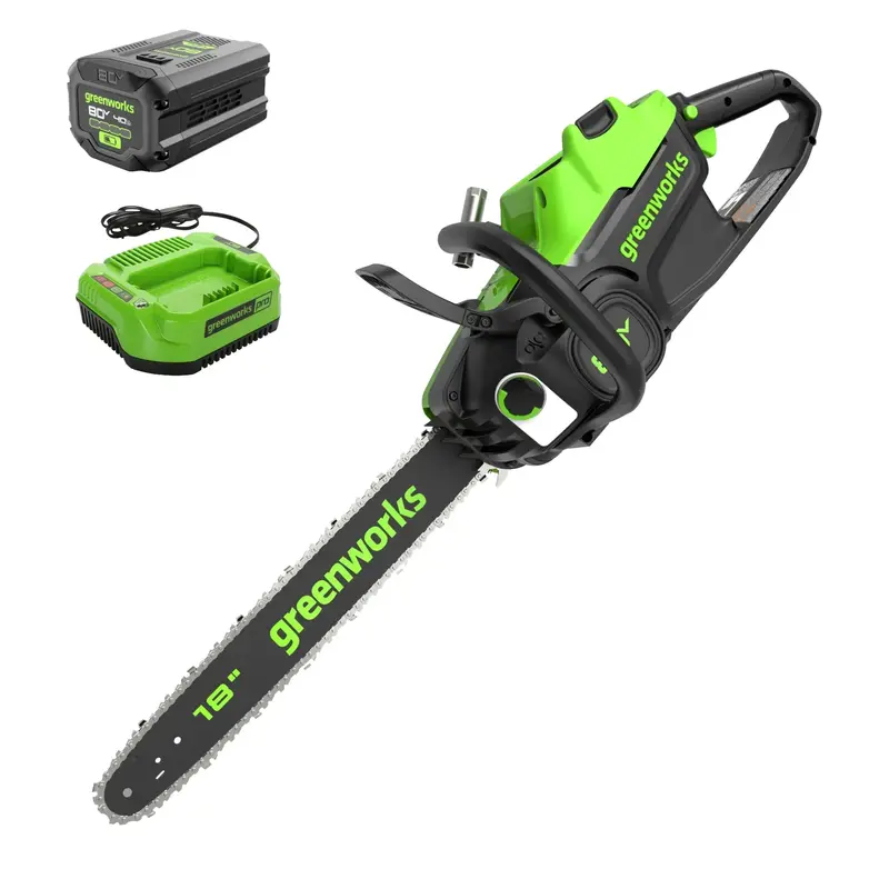 80V Brushless Cordless Chainsaw — 18-Inch, Includes 4.0Ah Battery & Charger