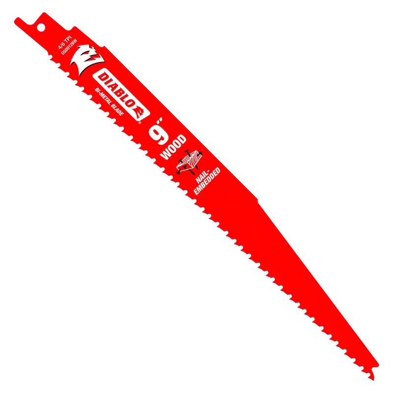 9-Inch Reciprocating Saw Blade for Wood with Nail-Embedded Cutting
