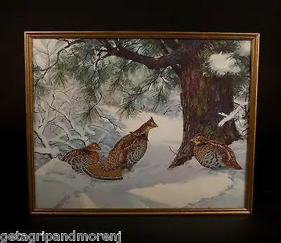 Aiden Lassell Ripley Ruffed Grouse Lithograph – 1940s Wildlife Art, 17.5″ x 21″, Snow Scene