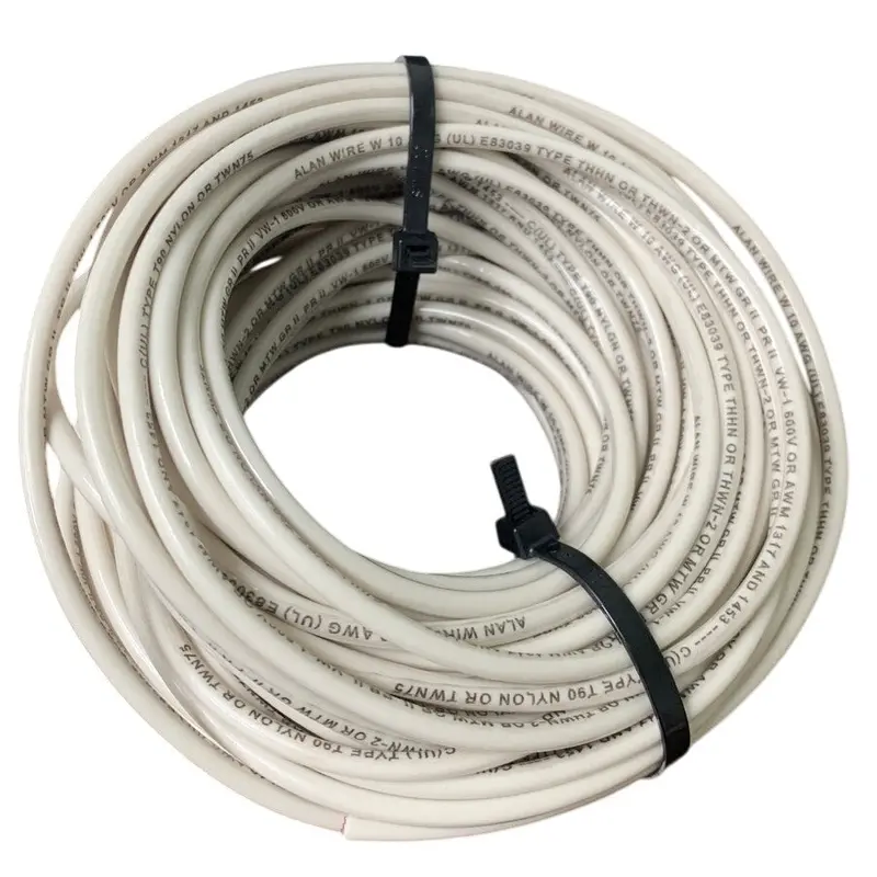 Alan Wire 10 AWG White THHN/THWN Stranded Copper Wire – 55-Foot Length, Open Box