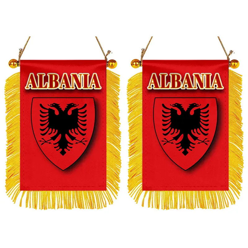 Albania Mini Car Mirror Flag – Dual Rearview Decoration Kit