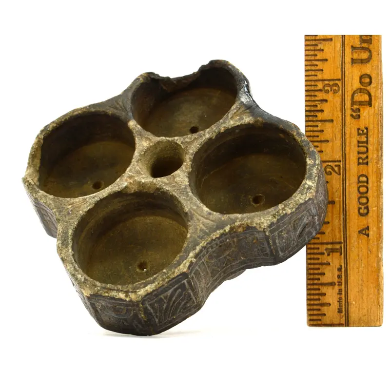 Ancient Bactrian Steatite Vessel — Four-Chambered Incised Bowl