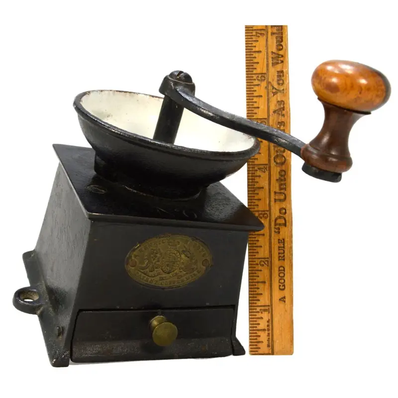 Antique A. Kenrick & Sons No. 0 Cast Iron Coffee Mill with Porcelain Accents