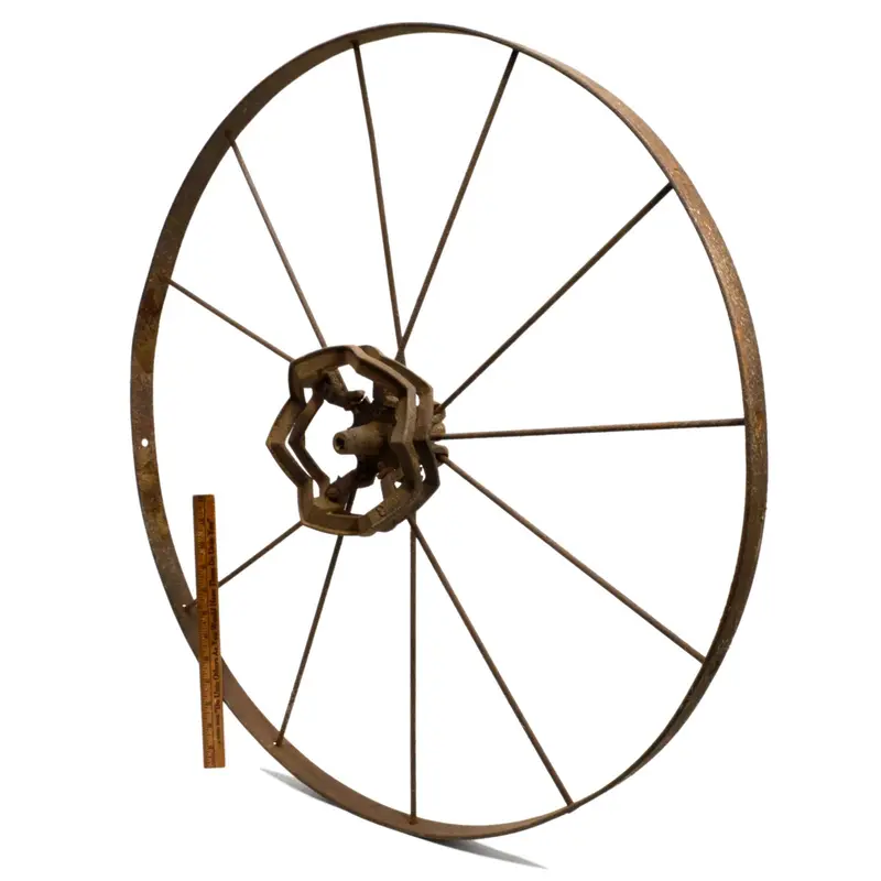 Antique Adjustable Spoke Wheel – 30.25″ Diameter, 11-Spoke Design (One Missing), Marked “3”