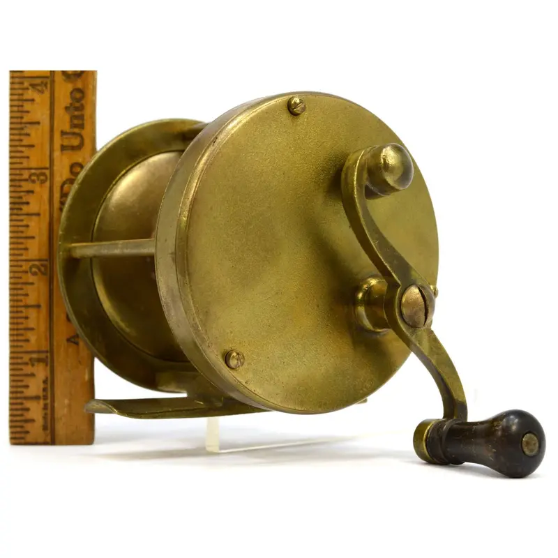 Antique All-Brass Fishing Reel — Marked “250”, Curved S-Handle, Maker Unknown