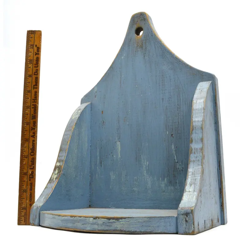 Antique Apothecary Wall Shelf – Primitive Blue-Toned Spice Rack for Kitchen, Keys, or Candles