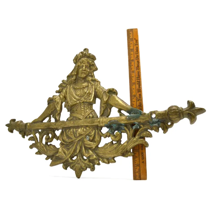 Antique Brass Figural Wall Decor: 18″ Woman Sculpture – Salvaged Coat Rack Repurpose